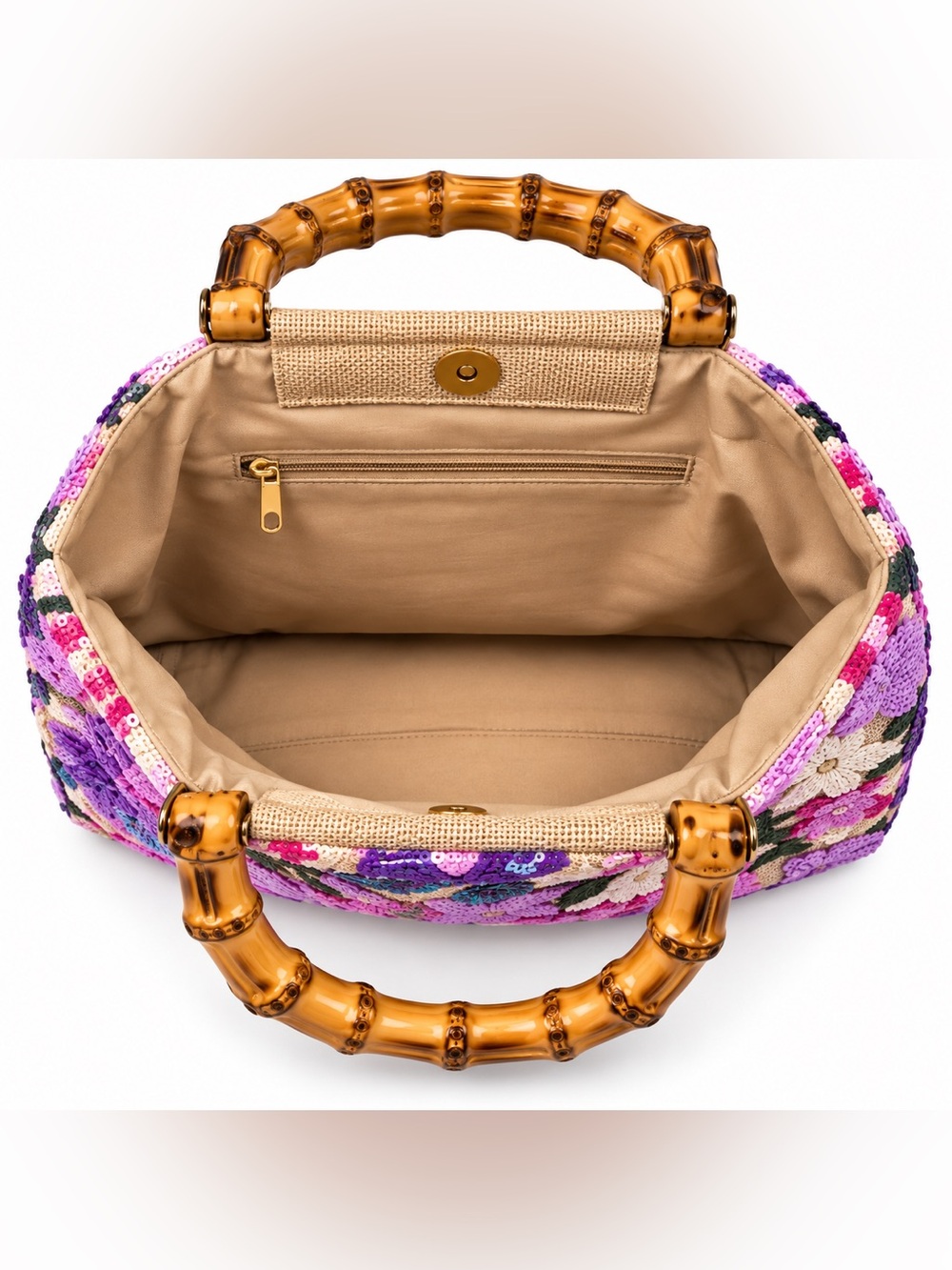Floral Sequin Embroidered Tote Bag - Picture 3 of 3